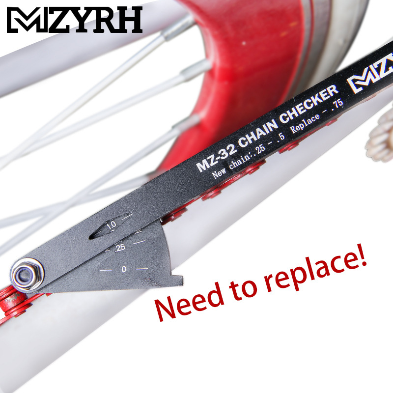 MZYRH-comprobador de cadena de bicicleta, herramienta indicadora de desgaste de cadena de bicicleta, medidor de cadenas multifuncional, medición para bicicleta de carretera y montaña