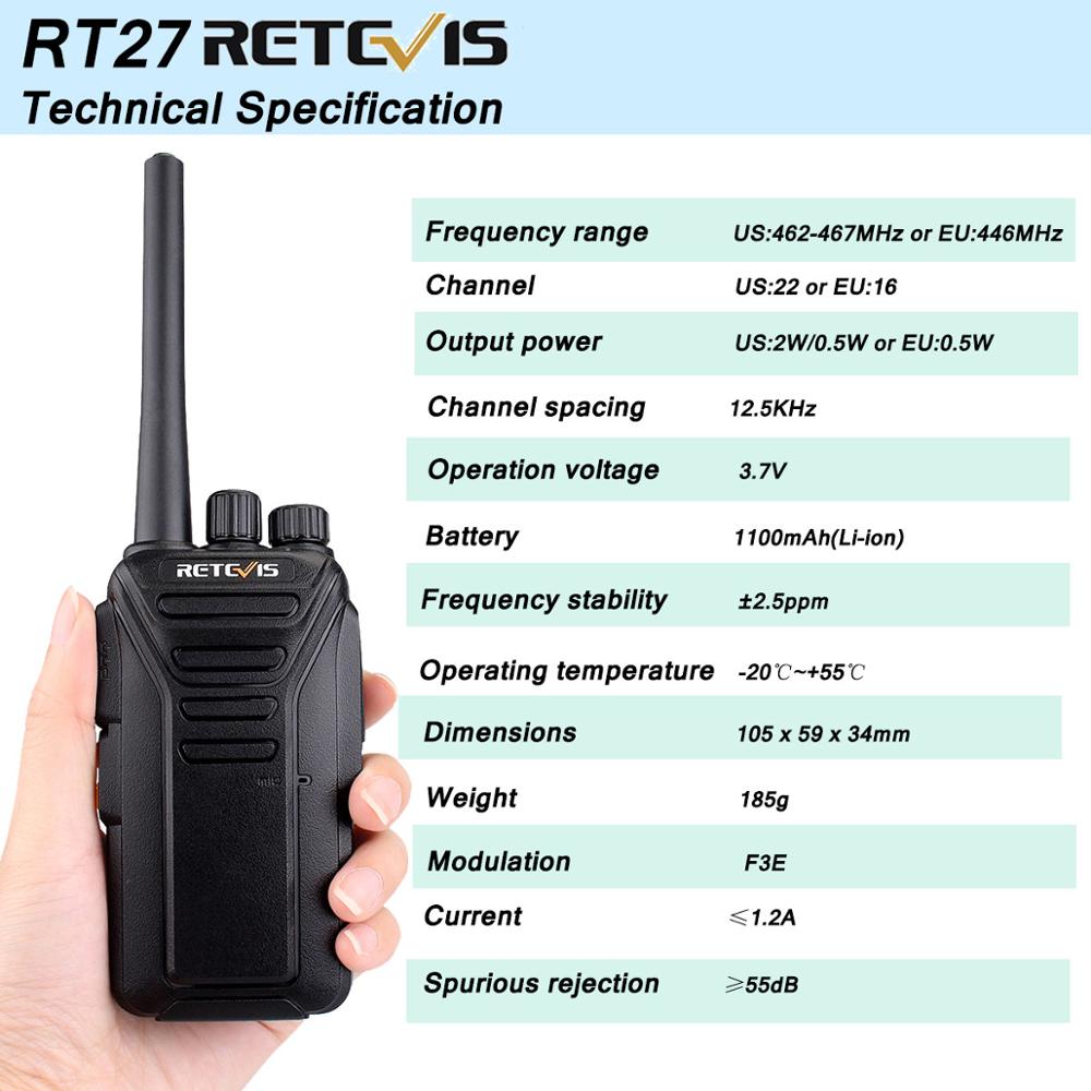 2pcs Retevis RT27 Walkie Talkie PMR Radio PMR446/FRS 0.5 W/2 W VOX USB Opladen Scrambler draagbare 2 Way Radio Station Transceiver