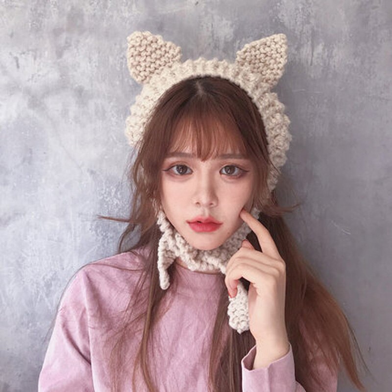 Gorro de punto de rana para mujer, gorros gruesos de , cálidos y dulces, coreanos, para chica estudiante, otoño e invierno, 2022
