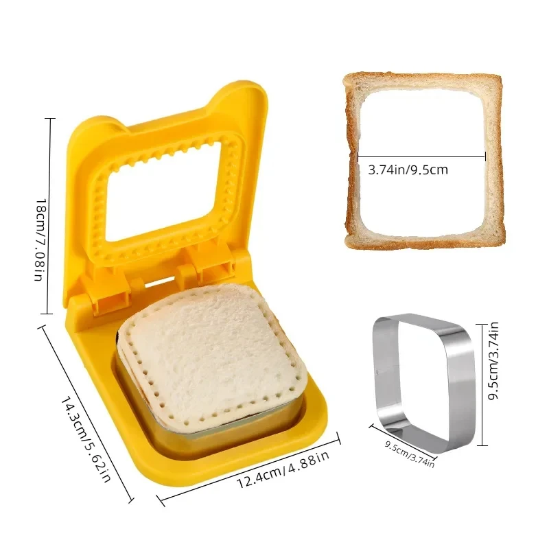 Sandwichera para desayuno, molde para pan, troquel de corte de pan tostado, cortador de galletas, postre de desayuno, herramienta DIY, utensilios de cocina: Rosa