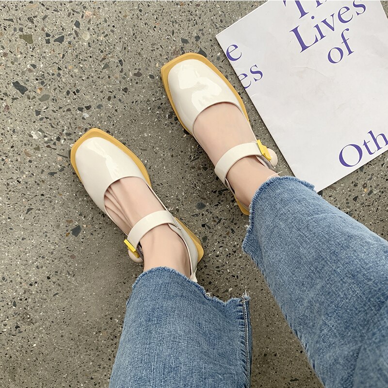 Sommar läder lägenheter kvinnor loafers komfort oxford skor kvinnor casual vit grön gul kvinna lägenheter