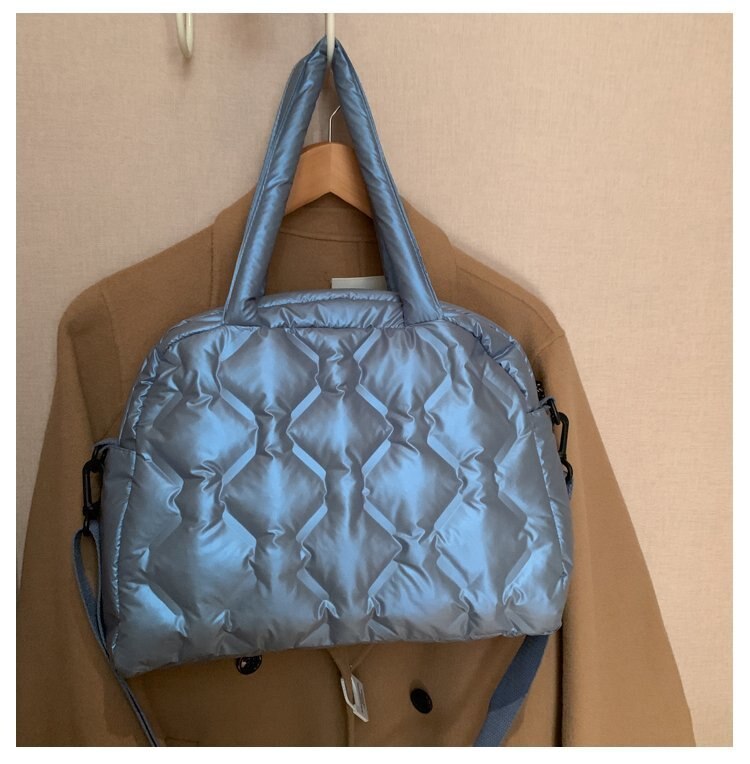 Bolso de mujer de gran capacidad para Otoño e Invierno , Chaqueta de algodón de un hombro a la , bolso de mensajero que combina con todo: Azul