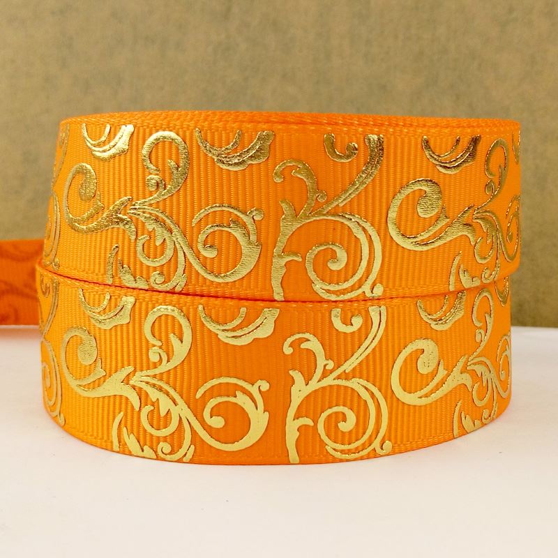 50 yard gold swirl foil printed grosgrain ribbon sp-G-38: 5