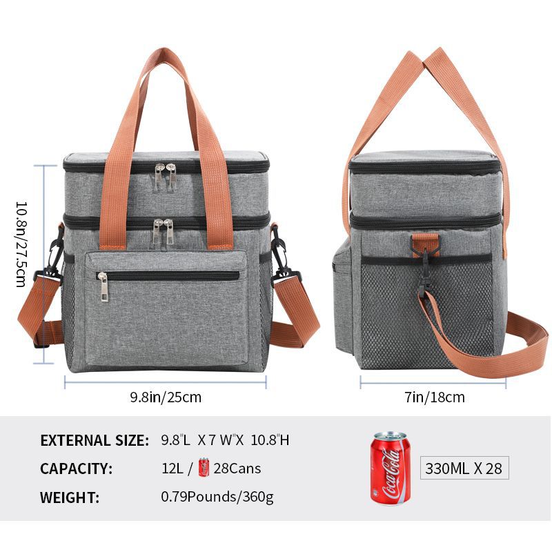 Multifunctional Double Layers Tote Cooler Lunch Bags for Women Men Large Capacity Travel Picnic Lunch Box with Shoulder Strap