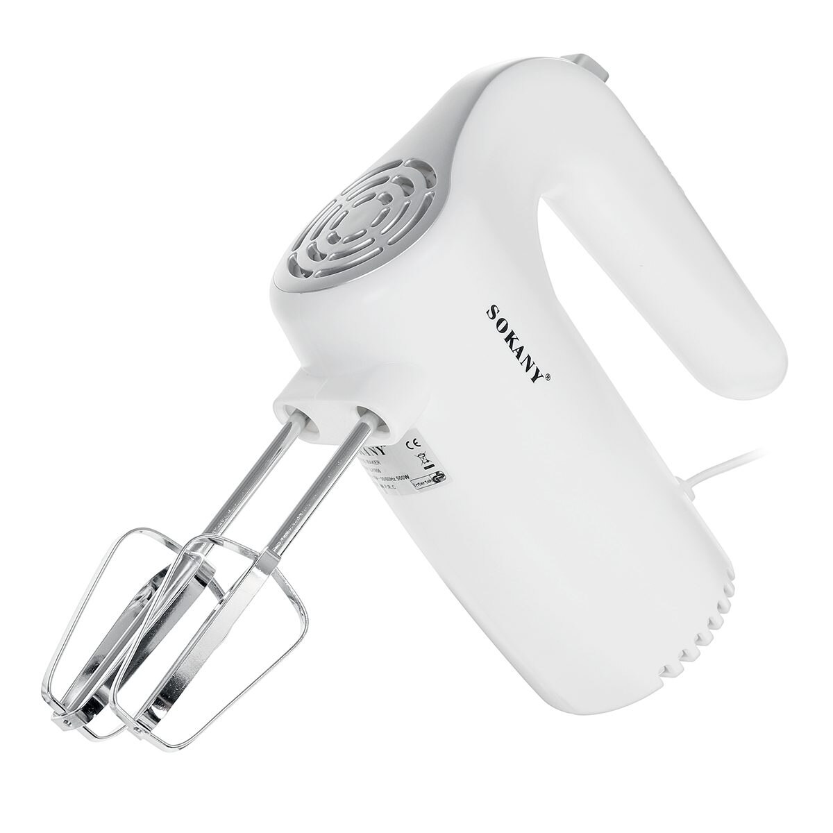 500W Power Electric Food Mixer Hand Blender 5 Speeds Dough Blender Egg Beater Food Processor Kitchen Manual Cooking Tools: white