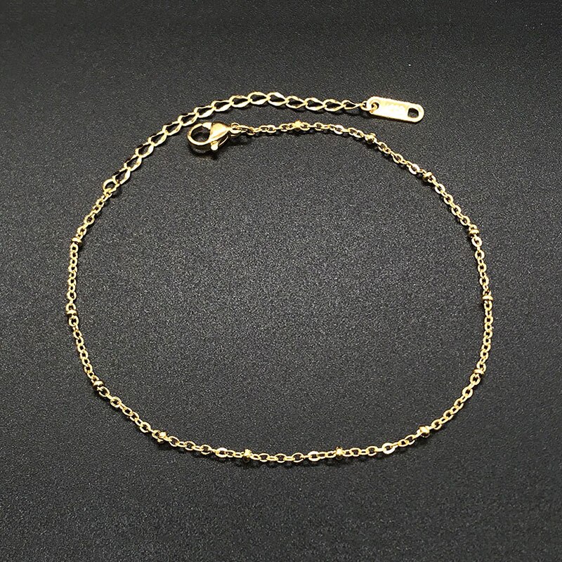 USTAR-tobillera de cadena de acero inoxidable con cuentas sencillas, calzado bohemio Bohemian, pulseras de pierna y tobillo, joyería de Pie femenino