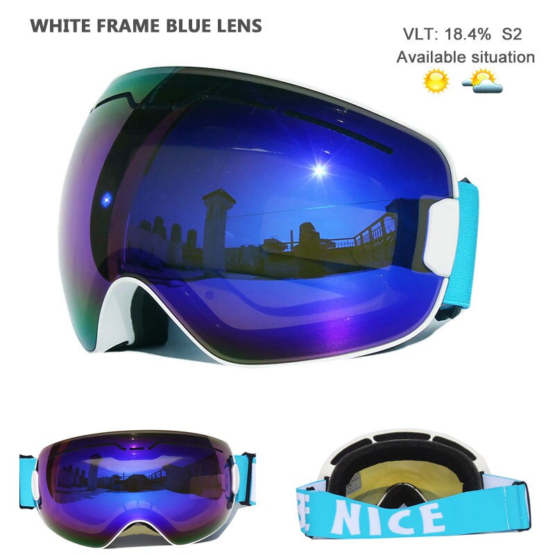 Uv400 anti-condens skibrillen met dubbele laag, grote lenzen, skibrillen met grote frame, sneeuwbrillen voor mannen, snowboardbrillen met spiegelcoating