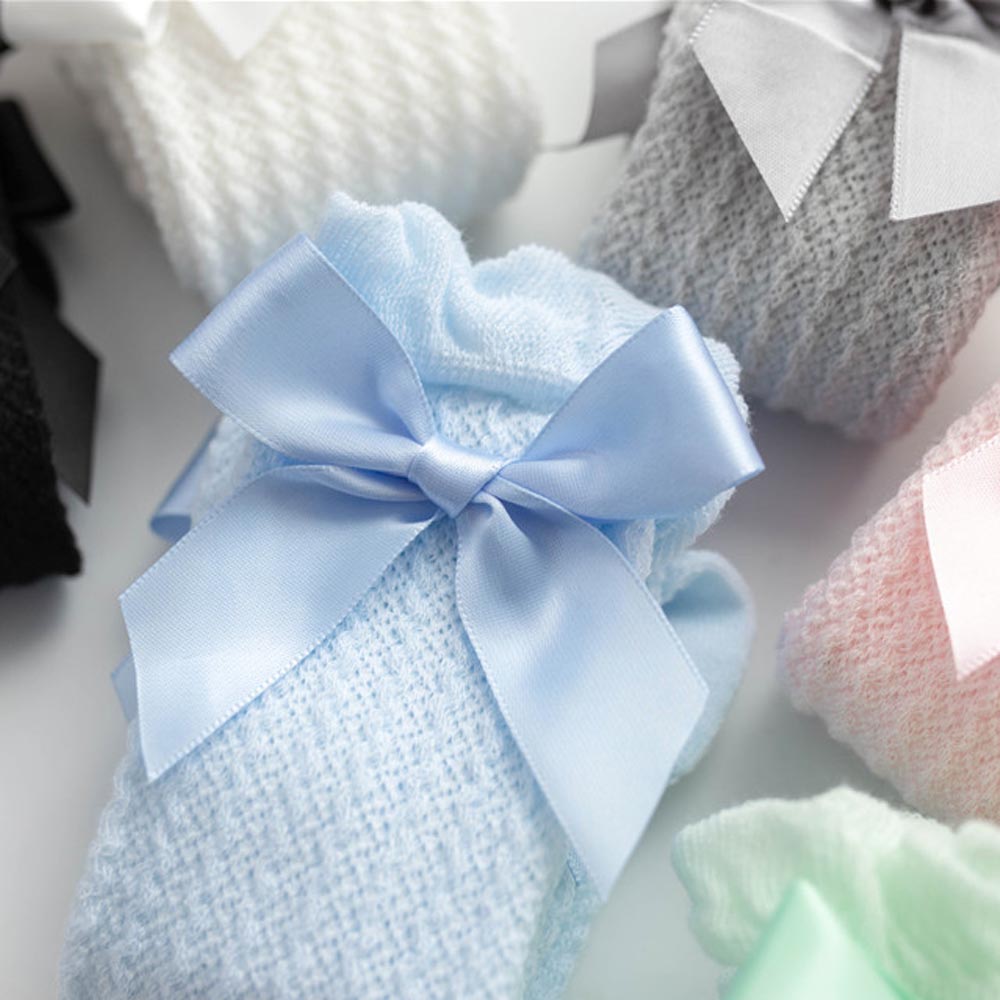 Calzini per neonato estivi calzini per bambini in cotone morbido al ginocchio calze a rete Bowknot calze per neonati traspiranti calze lunghe rosa bianco