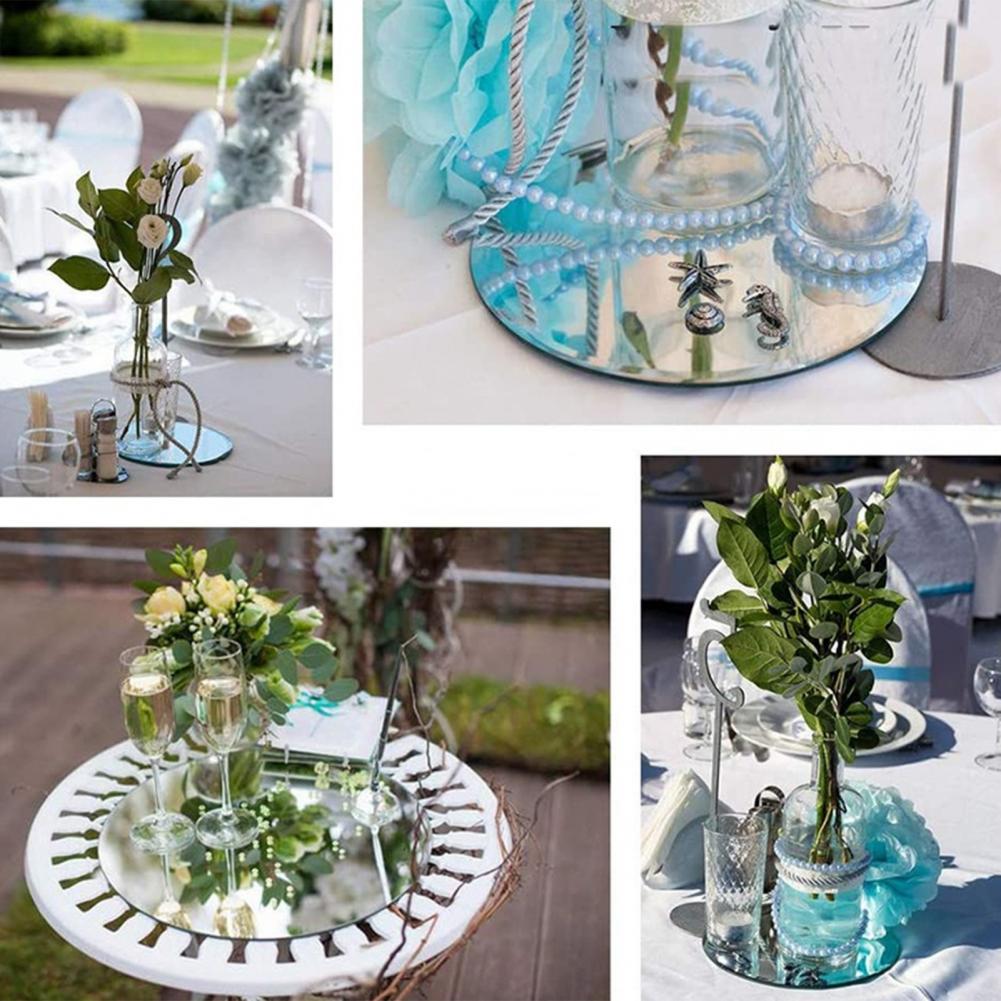 Plateau de fête en acrylique de 20cm, centre de Table de célébration de mariage, plateau de miroir, plateau de bougie rond, Surface de miroir pour décoration de fête, DIY