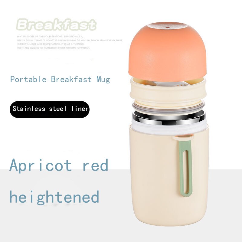 Boîte à déjeuner Thermos de 580ml, conteneurs de soupe alimentaire portables en acier inoxydable, flacons sous vide, boîte à déjeuner pour enfants: Apricot580ML-Sticker