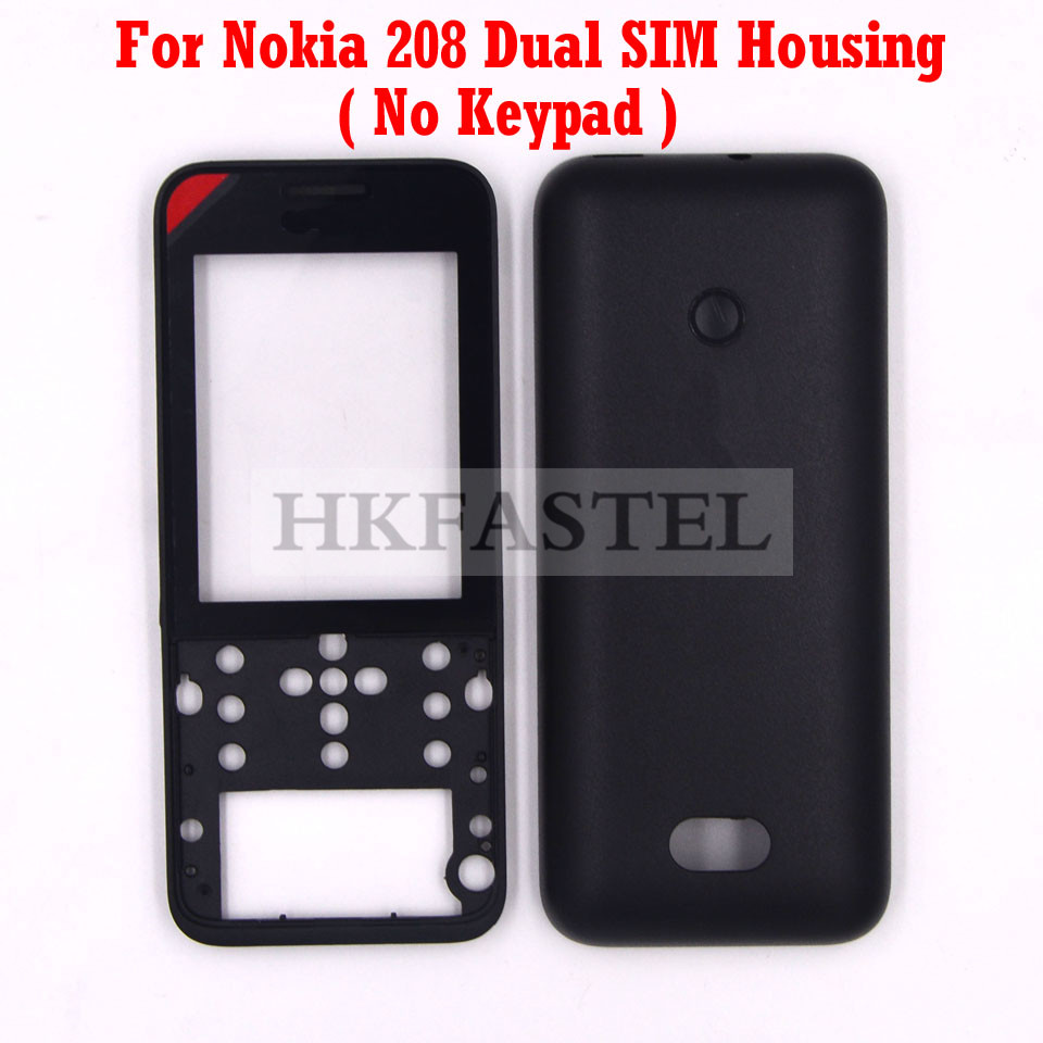 Voor Nokia 208 Single / Dual Sim-kaart Mobiele Telefoon Behuizing Cover Case + Engilish/Russisch/Hebreeuws toetsenbord: Housing No  Keypad