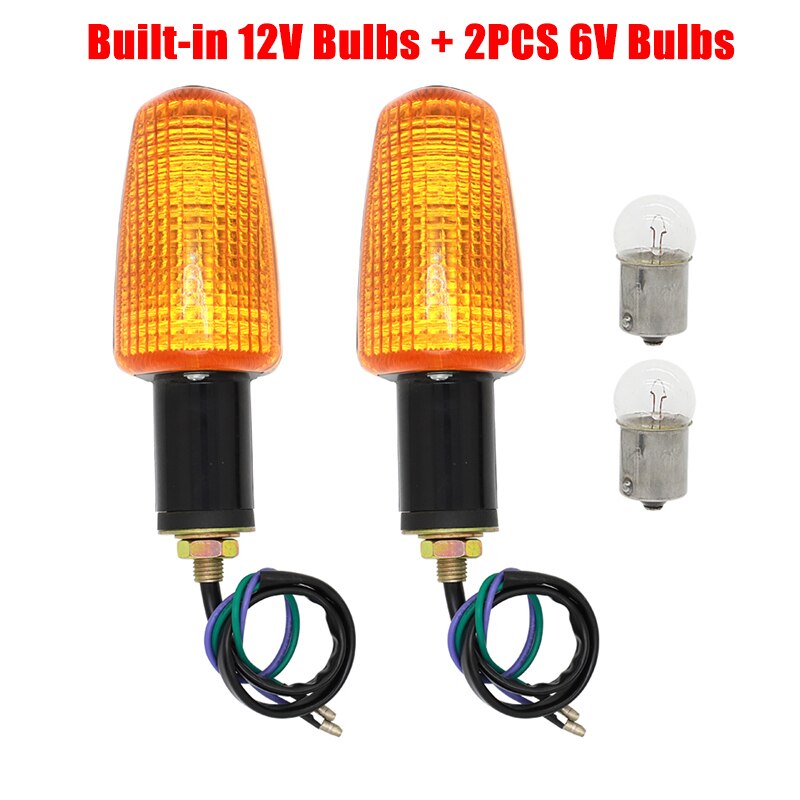 6 volt 12 volt richtingaanwijzer motoraccessoires richtingaanwijzer motor knipperlicht zwart met amberkleurige lens: 2 lampen