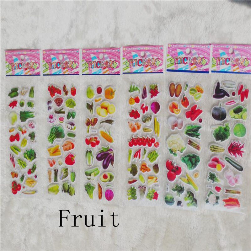 10Pcs/lot beautiful cartoon bubble sticker cognitive sticker children learning sticker: Fruit