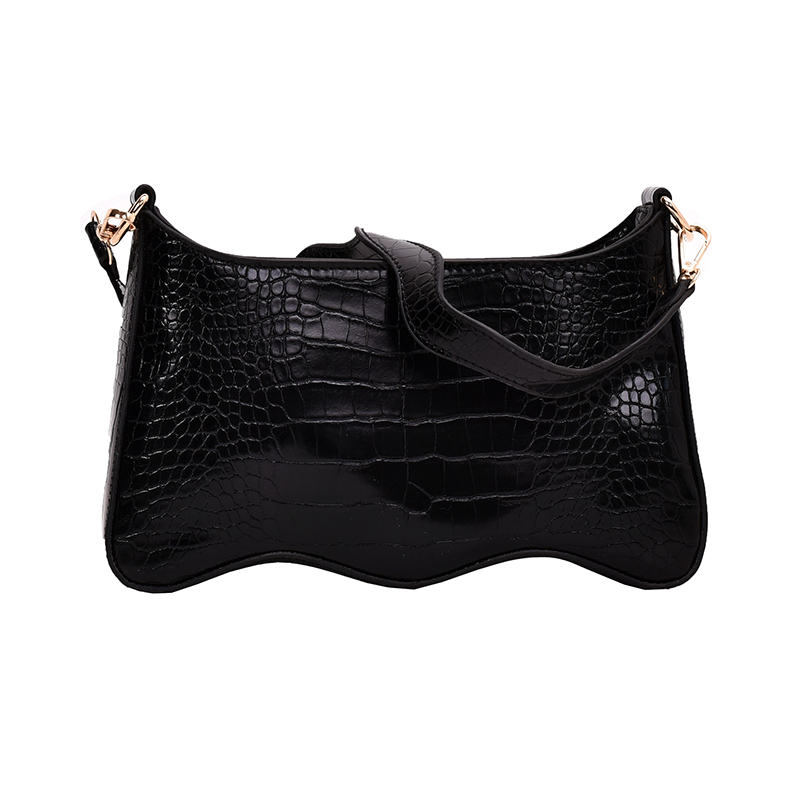 Bags For Women Retro Small Shoulder Bag Summer Stone Pattern Handbag And Purse Solid Color Leather Totes Bag: Black shoulder bag