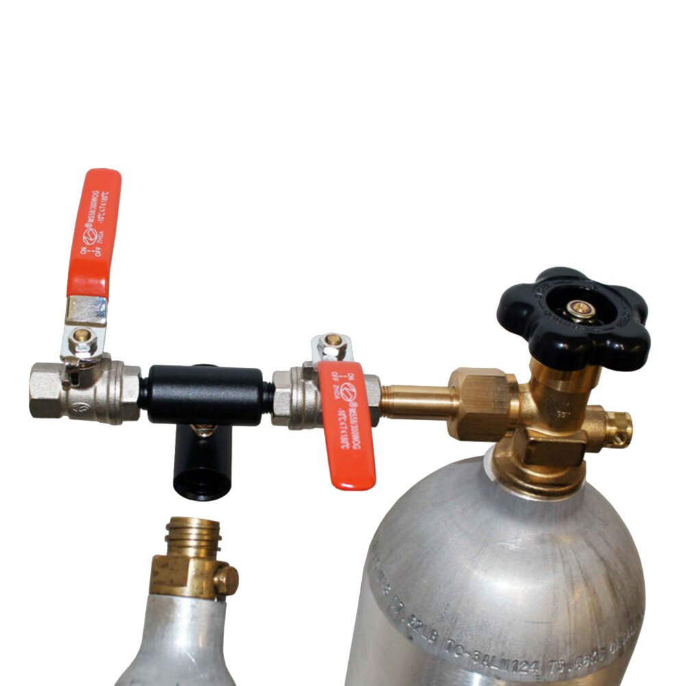 Dobbeltventil til sodastream  co2 tankpåfyldningsstation påfyldning oplader adapter cga -320 dual heavy duty 1/4 turn ventiler