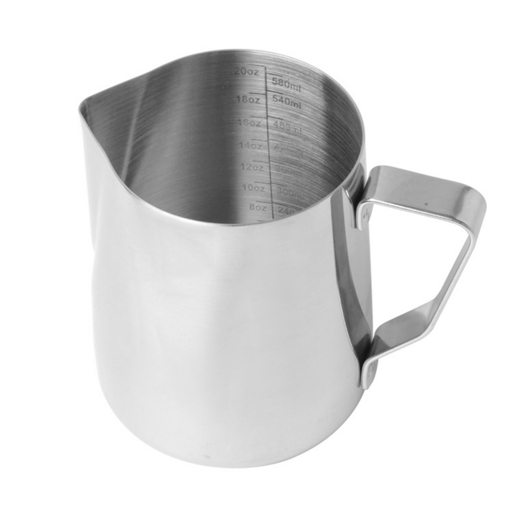 350/600ml rustfrit stål skumkande krukke træk blomsterkop kaffe mælkekrus mælkeskummer med skala latte art køkkenadgang