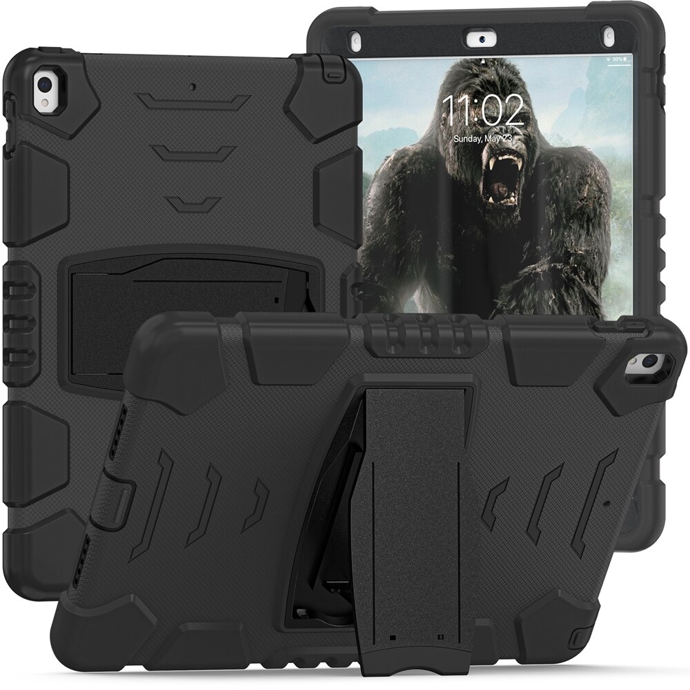 Para Apple iPad Air 3 Pro 10,5 A1701 A1709 A2123 A2152 funda segura para niños a prueba de golpes PC funda híbrida de silicona con soporte para tableta: 1 / Negro