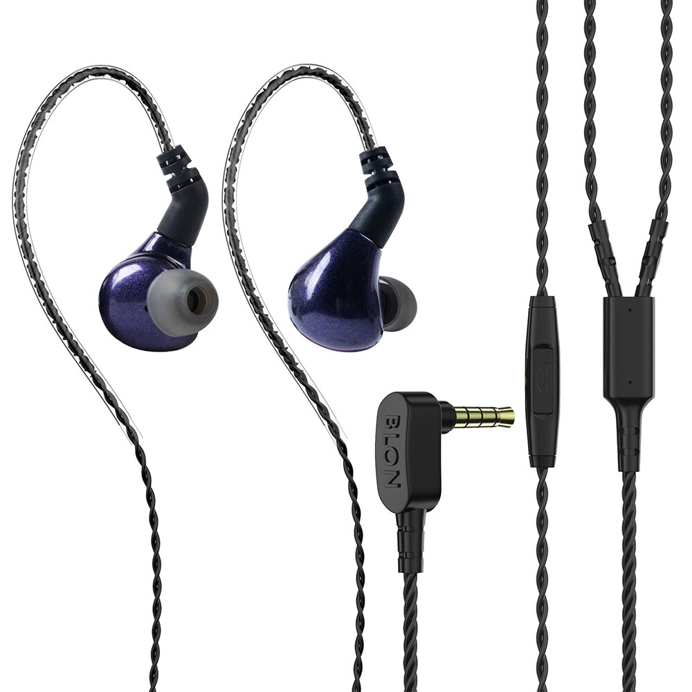 BLON BL-03 BL03 10mm Carbon Diaphragm Dynamic Driver In Ear Earphone DJ Running Earbuds with 2PIN Cable BL-05 BL-03 ZSN PRO: Purple with mic