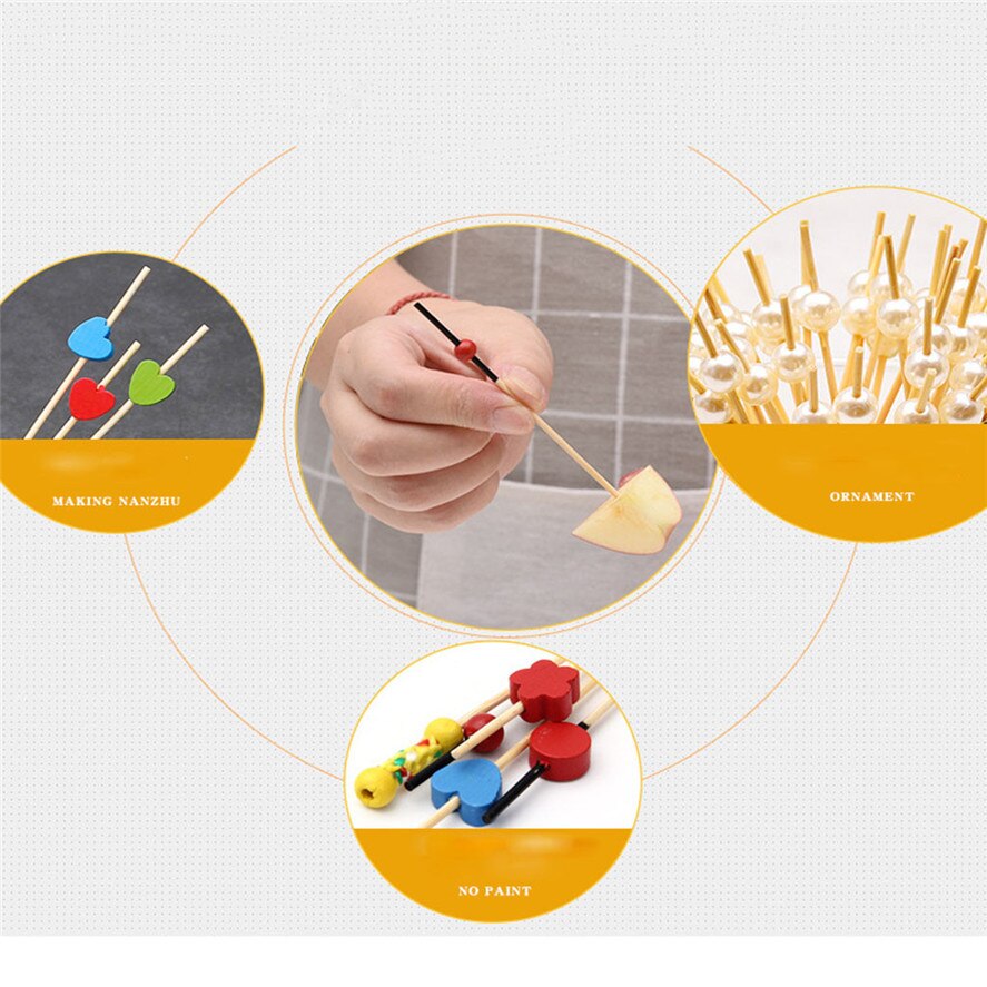 Disposable Bamboo Fruit Fork 100pc Party Bamboo Pick Buffet Fruit Fork Party Dessert Stick Cocktail Skewer Forks D12#30
