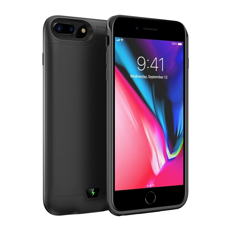 Suqy External Battery for Iphone 6/ 6s/ 7/ 8 Case Power Bank 5500mAh Rechargeable Batteries Charging Case for Iphone 7 Powerbank: Black