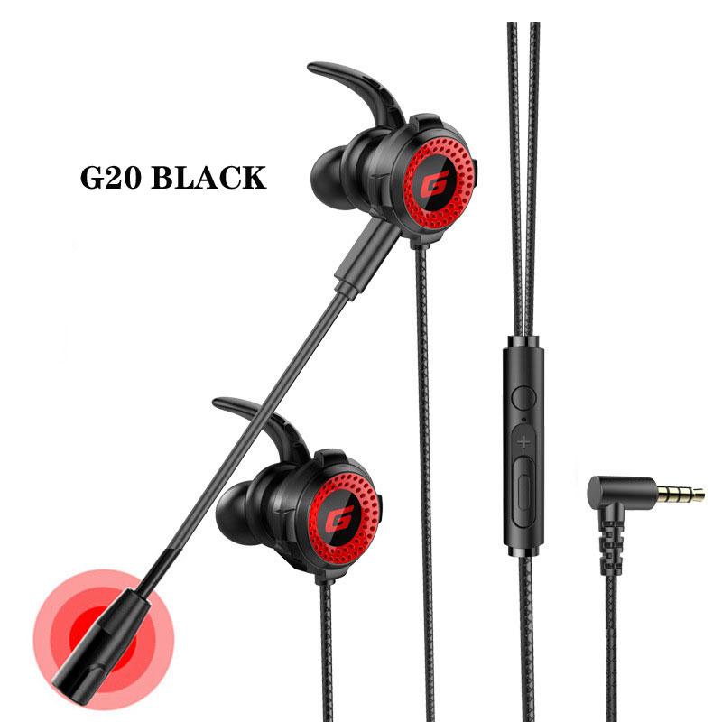 For PS4 Xbox One Nintendo Switch PUBG PC 3.5mm Wired Dynamic Gaming Earphones with Dual Mic Volume Control Gamer Headset Earbuds: G20 black