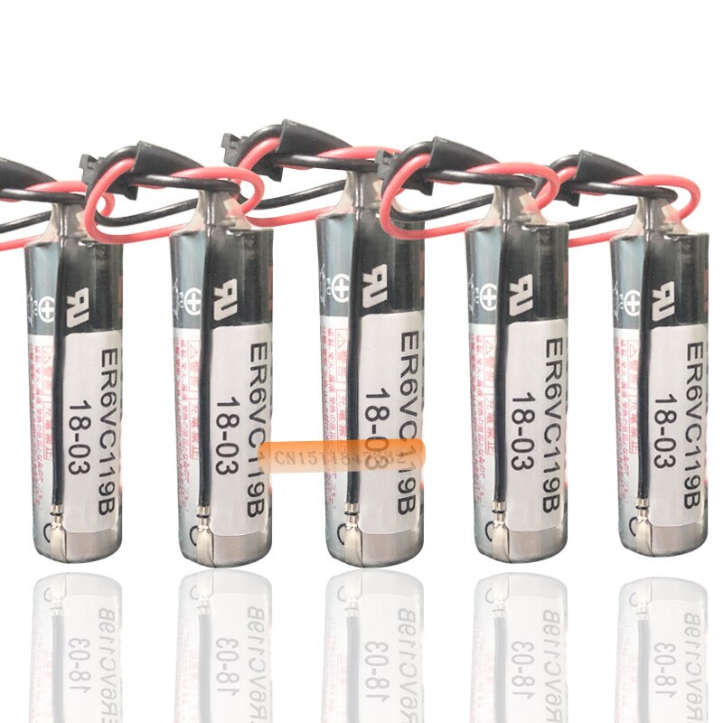 2 pz/lotto 100% Nuovo Originale Per TOSHIBA ER6V ER6VC119B 3.6V 2000mAh PLC Batteria Con Il Nero Spina Libera Il Trasporto