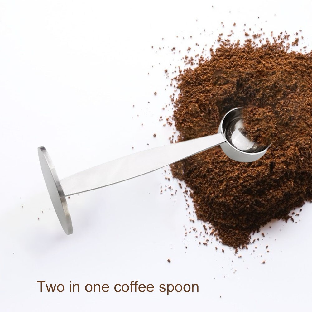 2 in 1 Coffee beans Spoon Coffe Measuring Tamping Scoop Coffee Tamper Black Espresso Stand Kitchen Bar Coffee Tea Tools