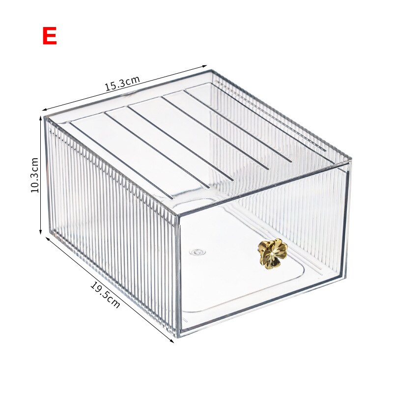 Vanity Clear Makeup Organizer Drawers Stackable Skin Care Products Cosmetic Display Beauty Case Cotton Pad Jewelry Storage Box: E