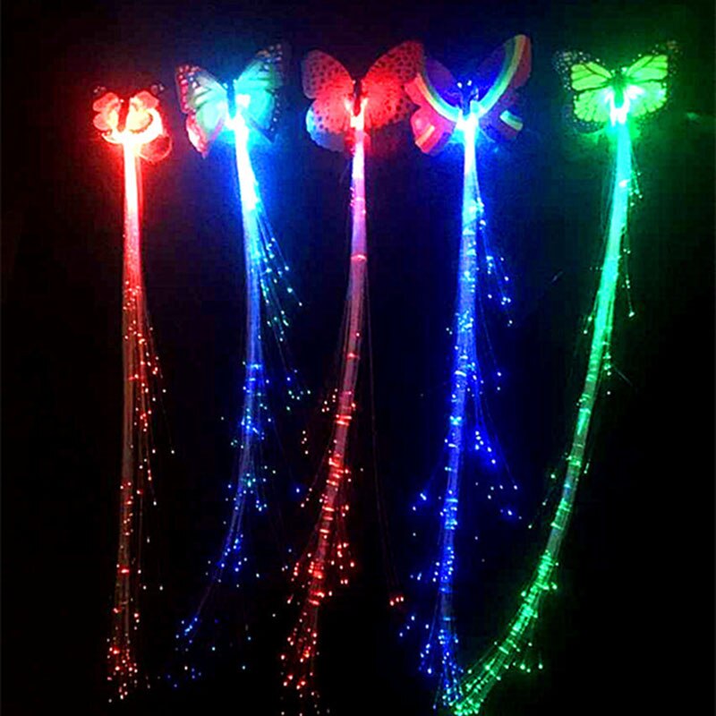 Haar LED Zöpfe Bunte glühend Zöpfe Schmetterling Blitz Faser Zöpfe Frauen Haar Zubehör flechten leuchtend Haar Erweiterungen Perücke: 1stck
