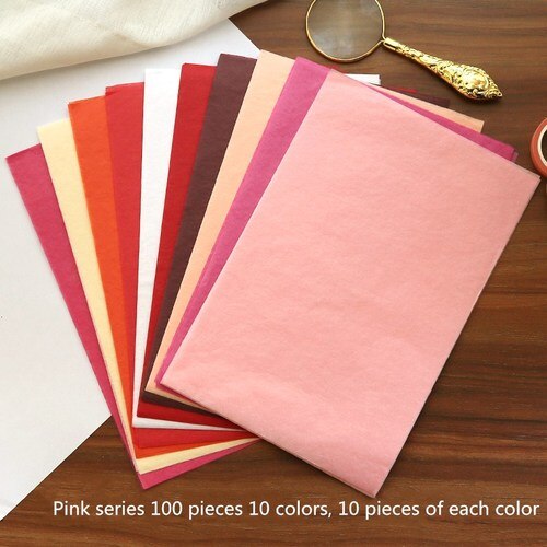 100 Sheets/Bag Retro Kleurrijke Tissue Papier Wrapping Craft Papier Diy Kid Vouwen Handgemaakte Papier Party Decor Diy verpakking: Pink series