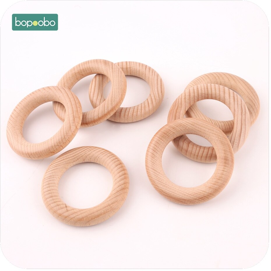Bopoobo 3pcs Beuken Houten Ring Bijtring 65mm Food Grade Houten Tandjes Verpleging Ring Organic Houten Rammelaar Baby Accessoires