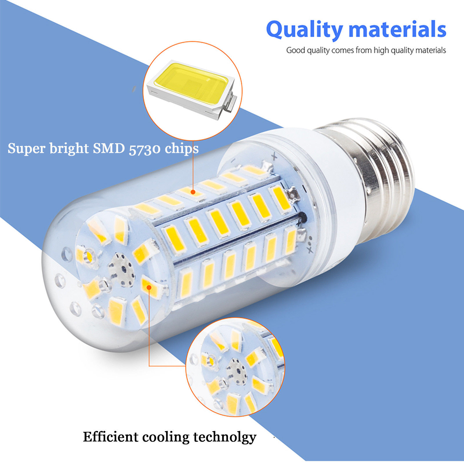 E27 LED Luz de maíz 5730SMD 3W 6W 9W 12W 15W Lámpara LED superbrillante Luz blanca fría/neutra/cálida 360 ° Iluminación para el hogar 110V 220V