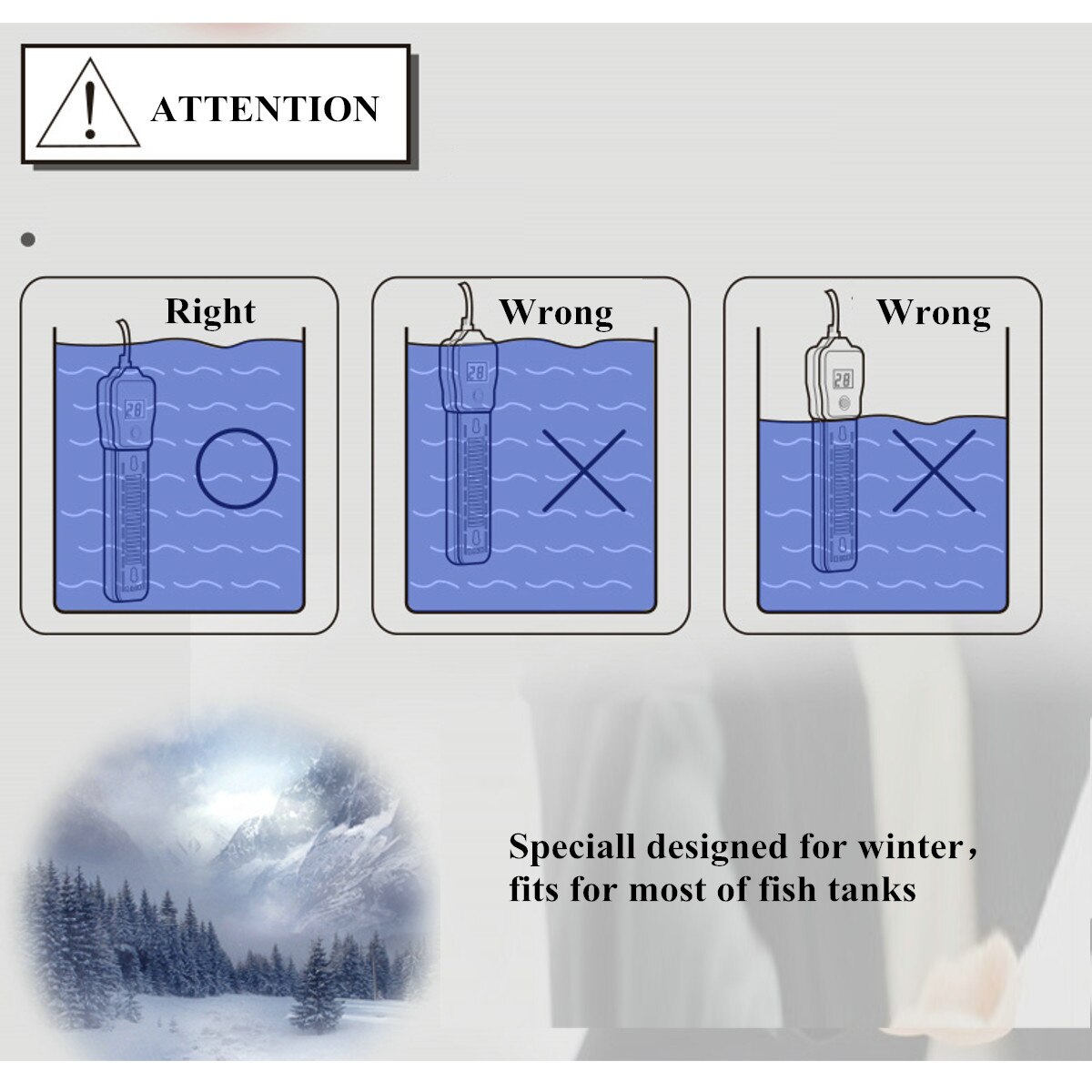 Constant Temperature Automatic Water Heating Rod 25/50/100/200/300W Adjustable Aquarium Submersible Heater Fish Tank Heater Rod