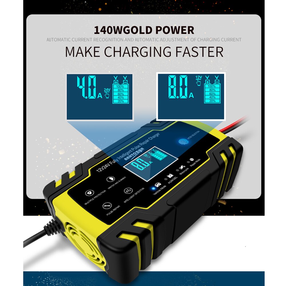 Chargeur de batterie de voiture type de réparation de batterie de moto chargeur de batterie de voiture entièrement automatique charge batterie offre spéciale