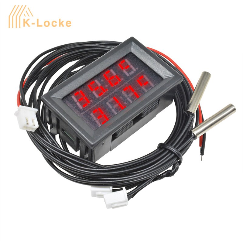 DC4-28V doppio Display a LED termometro digitale metallo impermeabile doppia sonda sensore di temperatura rilevatore Tester Monitor