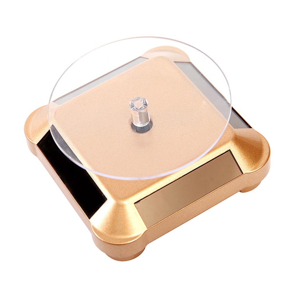 Solar Energy Electric Rotating Display Stand Tray Jewelry Accessories Prop Stand Phone Display Stand Battery Included(Golden)