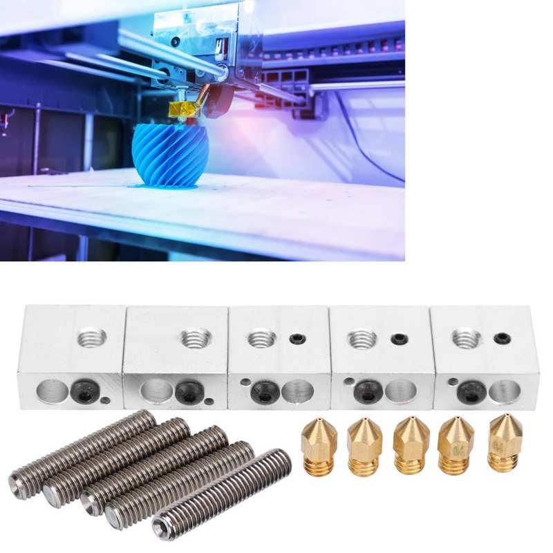 5pcs Aluminum Heating Block For 3D print head heating Makerbot printer structure 3D Printer Nozzle Accessories