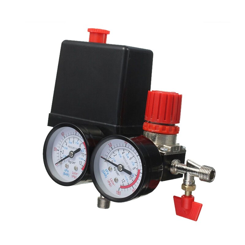 Air Compressor Pressure Valve Switch Manifold Relief Regulator Gauges 120PSI 1Pc
