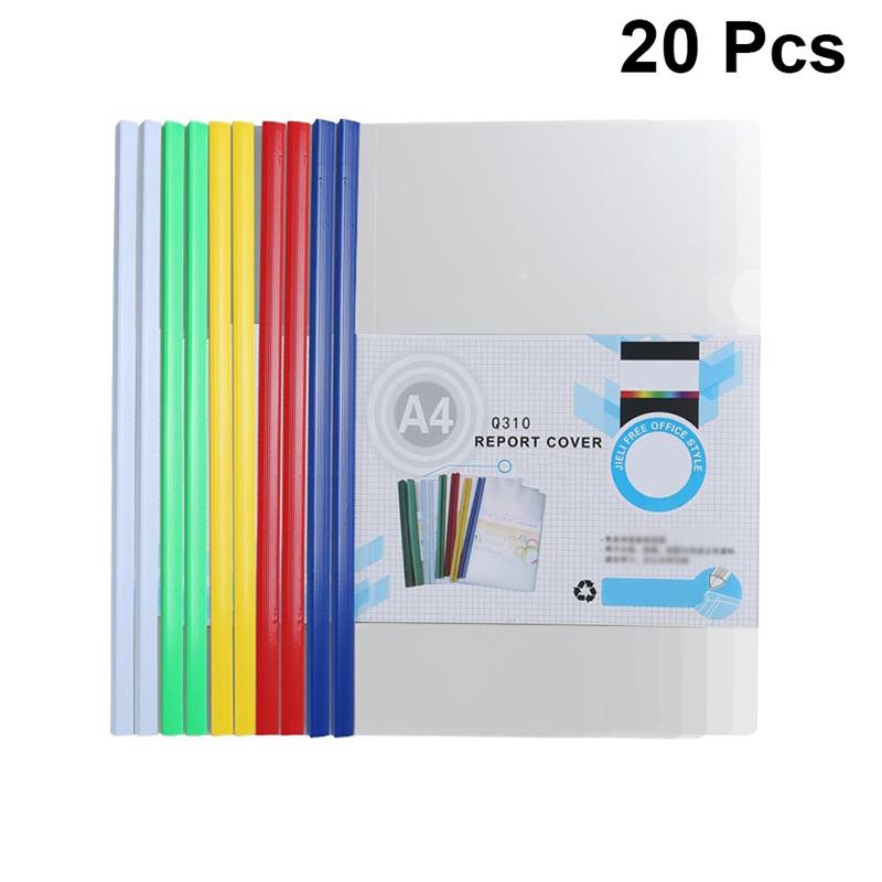 20Pcs Sliding Bar File Clamps Transparent Plastic File Folders A4 Paper Orgnizer Resume Conference Report Contract File Holder: Default Title