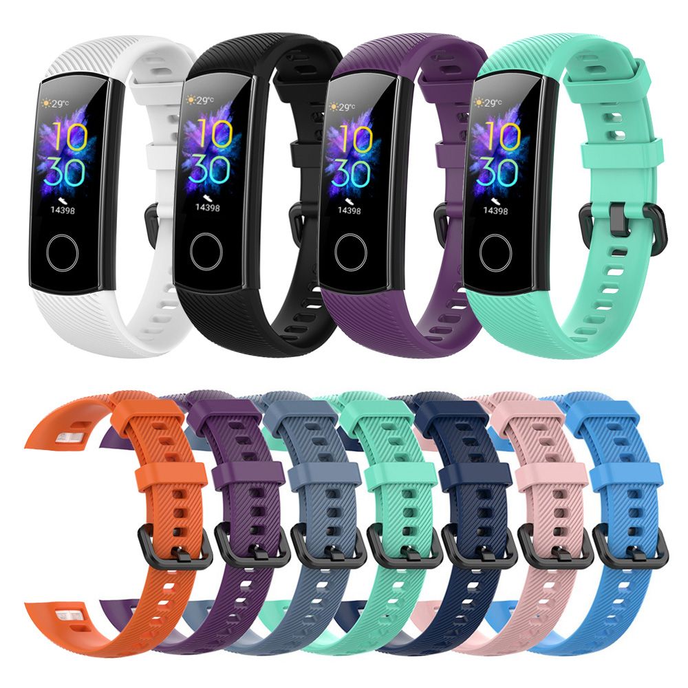 10 Colors Silicone Wrist Strap for Honor Band 5 4 Smart Wristband Replacement Original Watch Band Soft Bracelet Sport Classic