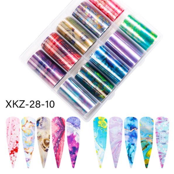 Papel de transferencia con estampado de leopardo para decoración de uñas, pegatina de papel de transferencia con de estrellas, de bambú, para Realce de uñas, 10 unids/caja: XKZ-28-10