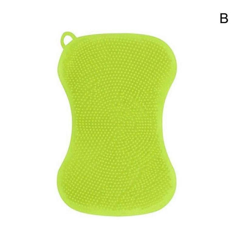 Cepillo de silicona para lavar platos, herramienta de limpieza de cocina, sartén, esponja, estropajo: B