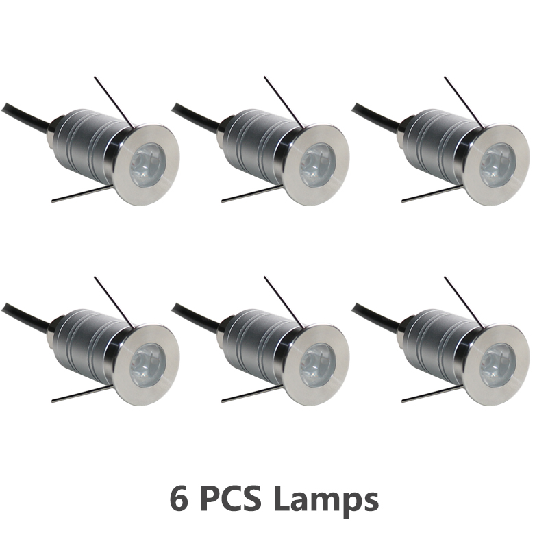 6PCS DC12V 22MM Cut 1W IP67 Mini LED Ondergrondse Verlichting Outdoor LED Begraven Yard Lamp Park Loopbrug winkelcentrum Spot Light