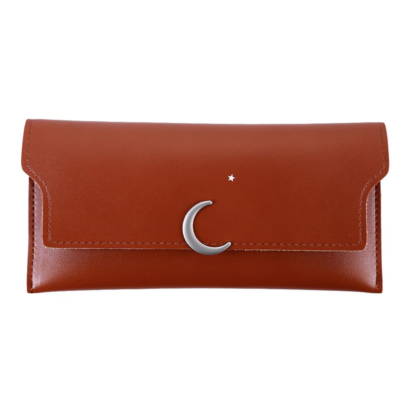 Kvinner lang star moon lommebok veske casual pu dekorative clutch bag mynt vesker holdere: Brun