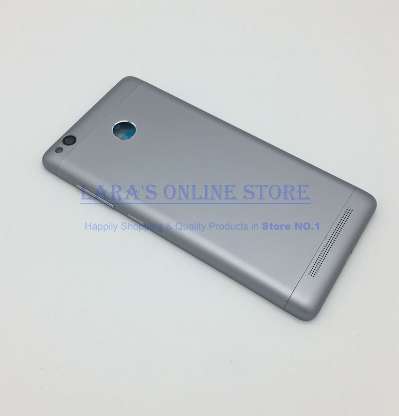 Piezas de repuesto para Xiaomi Redmi 3S / Redmi 3 Pro, cubierta trasera para la puerta de la batería, lente de cristal de la cámara y botón de volumen de encendido: Dark Grey