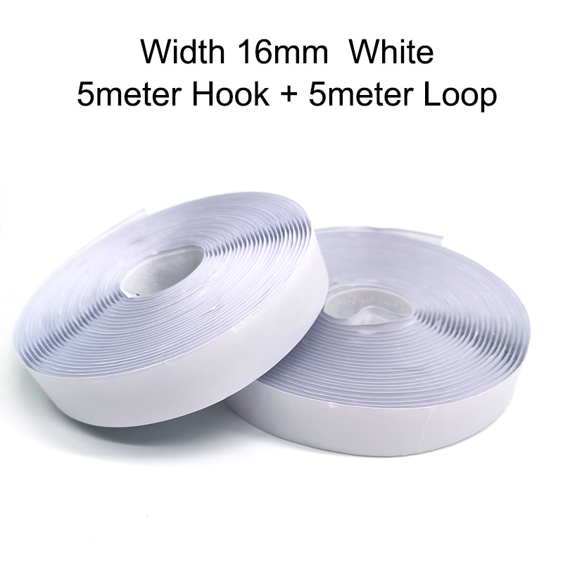 5 m/par de tiras de sujeción de cinta autoadhesiva de gancho y bucle, cinta adhesiva de bucle de gancho de tela de nailon entrelazado para manualidades DIY de 16-50mm: Blanco