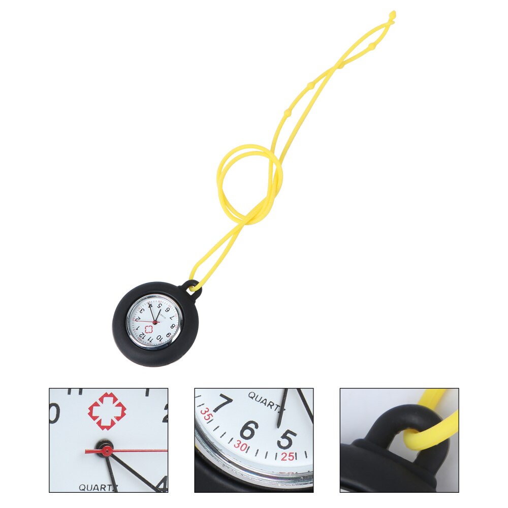 1pc enfermeira relógio redondo silicone enfermeira bolso pendurado relógio presente relógio (branco): Black