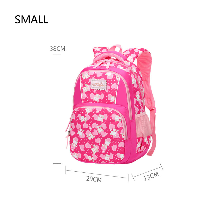 Enfants sacs d'école pour filles école primaire sac à dos enfant princesse impression cartable Oxford grand dessin animé 6-12 ans: Small rose red