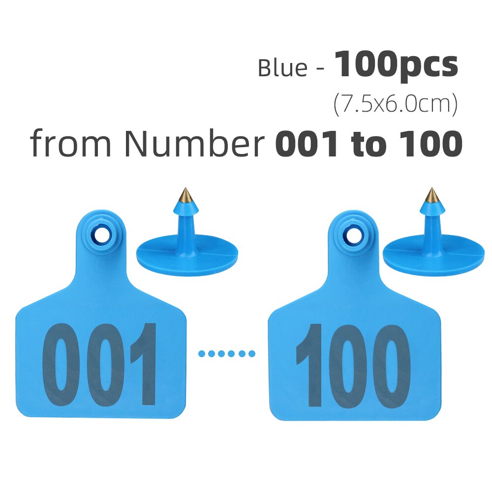 Genummerd 1-100 Koe Oor Identificatie Plaat Met Digitale Label Groen Oranje Blauw Geel Plastic Oorbellen Farm Animal Id kaart: D