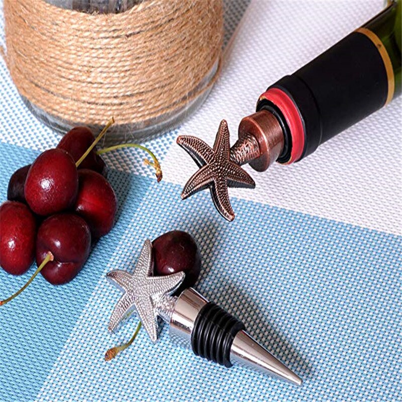 Decorative Starfish Shape Wine Bottle Stopper Zinc Alloy Friendly Reusable Wine Stopper For Sweetheart Favors Wedding